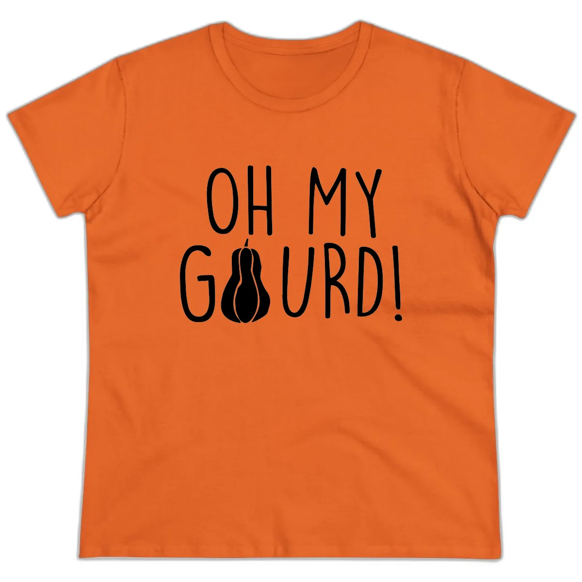 Oh My Gourd Thanksgiving Pun Design Ladies Tee in Orange